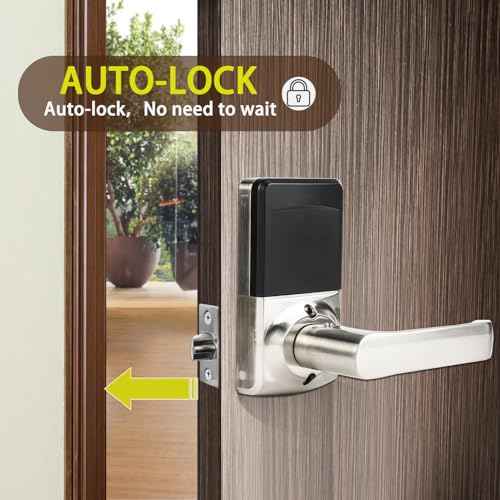 Keyless Entry Door Lock with Keypad,Keypad Door Lock with Handle,Smart Door Locks for Front Door with/Card/Passcode/Key,Digital Door Knob with Handle,Silver.