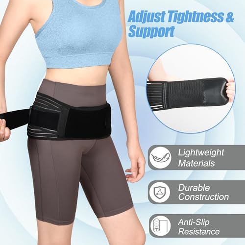 Sacroiliac SI Joint Hip Belt for Sciatica, Lower Back, Leg & Pelvic Pain Relief - Adjustable Sacroiliac Belt Support Brace for Women and Men (Black)