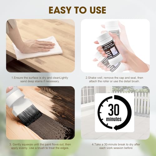 Wood Touch Up Paint, Multi Surface Touch Up Paint Pen, Refinishing for Door, Cabinets, Furniture, Metal - No Sanding, Fast-Drying, Water-Based Multi-Surface (6.35 Oz) (Black)