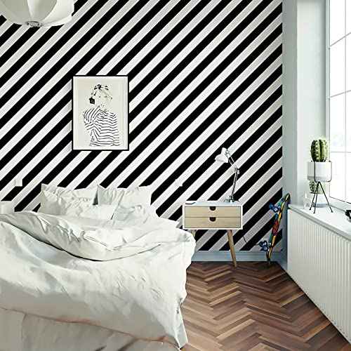 Guvana Stripe Black and White Peel and Stick Wallpaper Self-Adhesive Wallpaper 118"x17.7" Removable Contact Paper Waterproof Wall Paper Decorative Wall Covering Cabinets Shelves Drawer Liner Vinyl
