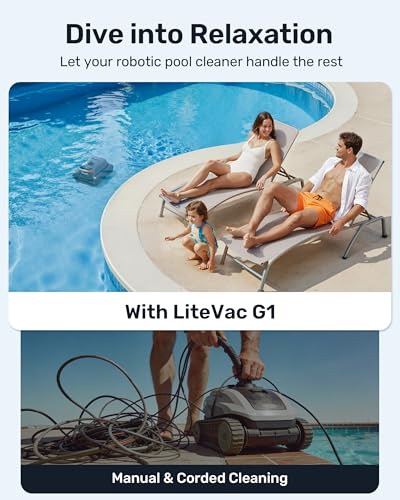 (2026 New) Gosvor Pool Vacuum LiteVac G1, Wall & Waterline & Platform Cleaning, 15.2 lbs Ultra-Lightweight, Up to 200-Min Runtime, Double Filtration, Smart Navigation & App, For Pools up to 2153 sq.ft