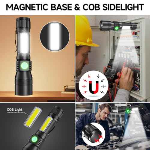Black Light UV Flashlight, 3-in-1 Magnetic Rechargeable Flashlight, High Lumens Zoomable Beam LED Flash Light, 7 Modes Waterproof Tactical Flashlight for Emergencies, Camping, Pet Urine Detection