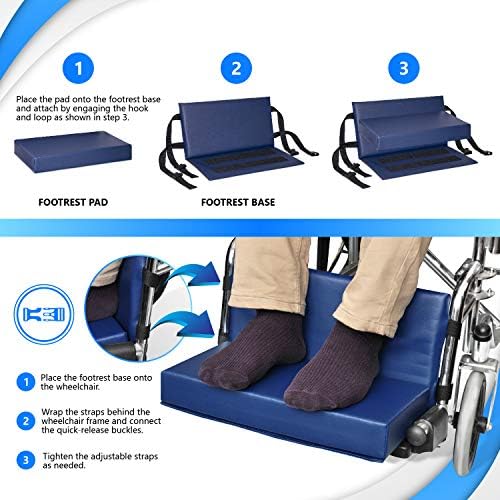 NYOrtho Wheelchair Foot-Rest Extender Elevating Pad - Leg Cushion Protector + Carrying Bag | Secures Easily with Quick-Release Strap Seat Widths 16" - 20" + Carrying Bag, 2" Foot Platform