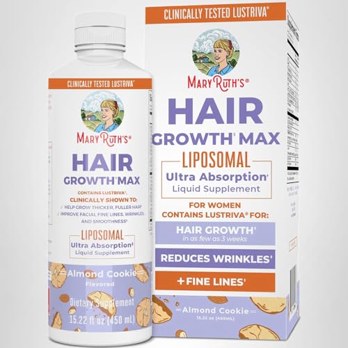 MaryRuth Organics Women's Hair Growth MAX Liposomal | with Lustriva® + Biotin 10000mcg + Pumpkin Seed Oil | Thicker Hair | Hair Care | Wrinkles, Fine Lines, Skin Care | Ages 18+ | 15.22 Fl Oz