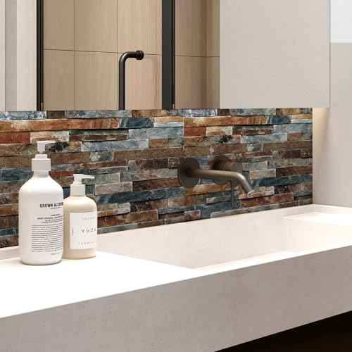 CAX Stone Peel and Stick Wallpaper Faux Stone Wallpaper 17.5" X 120" Brick Contact Paper Self-Adhesive Stones Peel and Stick Wallpapers Rustic Wall Paper for Living Room Kitchen Backsplash Fireplace