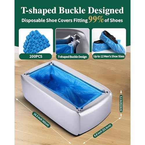 2025 Upgraded Shoe Cover Dispenser Automatic Machine with 200pcs Disposable Covers and Fits Most Shoes Size, Ideal Indoor Use for Home, Office, Hospital, Factory, Laboratory