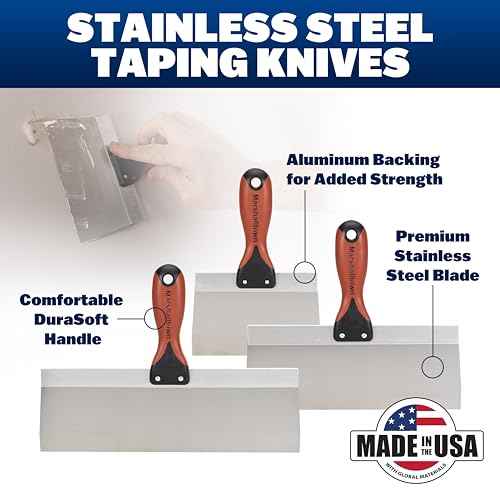 MARSHALLTOWN Drywall Taping Knife Set, 5-Piece Kit, 6-14 Inch Stainless Steel Blades, Made in the USA, DTKTP2