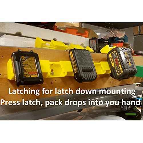 D20 5-Slot Battery Rack Compatible with DeWalt 12Vmax 20Vmax and FlexVolt Wall Mount Latching Storage Rack 20V DCB205 DCB606 DCB120, USA PN D20x5-WR