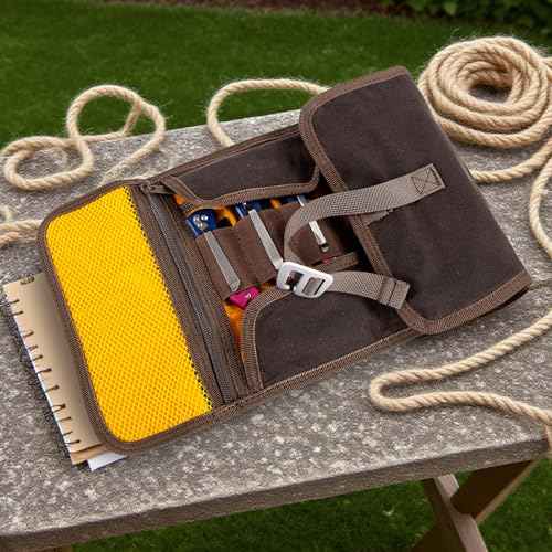 Pocket Knife Display Case | EDC Roll-Up Tool Bag, Folding Knives Roll Bag Organizer for Notebook Lovers | Multi-Pocket with Elastic Loops, Storage knifes Pouch for Camping and Outdoor Use