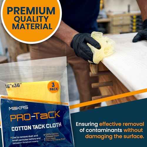 M?KRS 18" x 36" Pro-Tack Tack Cloth, 3-Pack Wood Prep Cloths, Remove and Trap Dust Particles, 100% Cotton, Staining, Varnishing, and Painting, Gentle on Surfaces