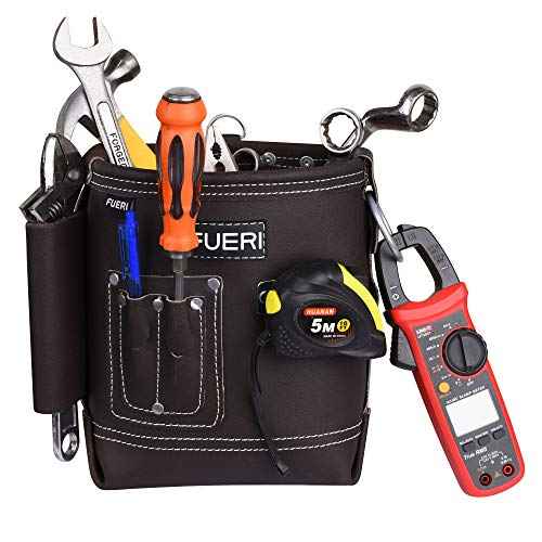 FUERI Leather Tool Pouches Carpenter Pouch Electrician Bag Tools Belt Suspenders Organizer for Men Construction Heavy Duty Iron Work