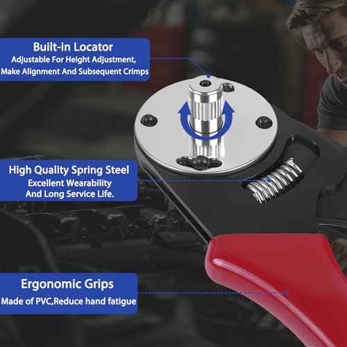 Deutsch Closed Barrel Crimper, Solid Barrel Contact & Circular Connector Contacts Crimping Tool (AWG 14-20) 4 Way Indent, 8 Impression Type£¬DT Connector Removal Tool,0411-310-1605 Blue Push Wire Tool