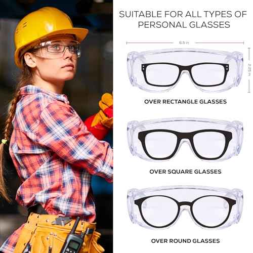 SAFE HANDLER BISON LIFE Diamont Vented Over Glasses Safety Glasses | Meets ANSI Z87.1, Impact Resistant Polycarbonate Lens