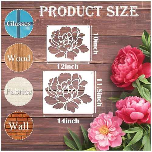 Large Flower Fence Stencils for Painting Outdoors Garden Extra Fence Peony Lace Floral Stencil Templates on Wood Furniture Wall Mural (fence10)