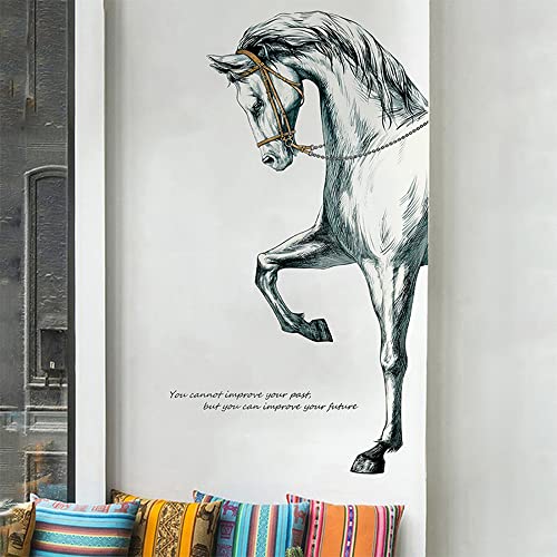 Vinyl Painted Horse Glacier Wall Decals Animals Pattern Peel and Stick Stickers Home Decor Living Room Bedroom Hall Door Staircase Decorations Removable Posters, Grey, 23.6''x35.4''