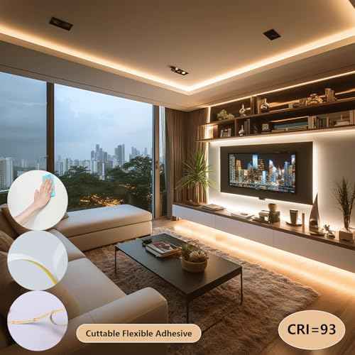 24V COB LED Strip Light 65.6ft (2 Rolls of 32.8ft) Kit, 3000K Warm White Cuttable 11W/M 312LEDs/M CRI 93 LED Tape Lights with Power Supply for Bedroom Kitchen Living Room Ceiling
