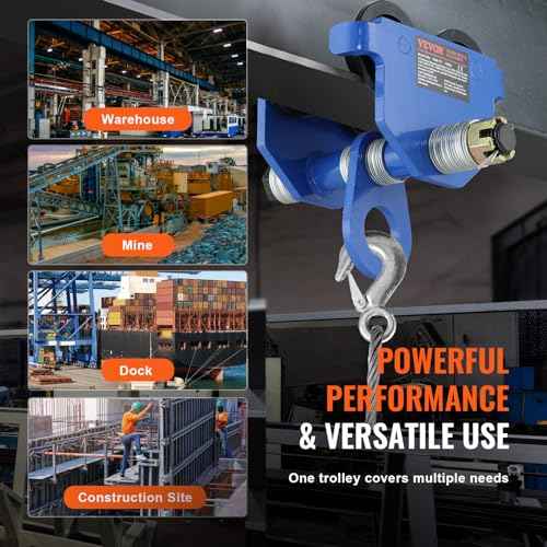 VEVOR Manual Trolley, 4400 lbs/2 Ton Load Capacity, Push Beam Trolley with Dual Wheels, Adjustable for I-Beam Flange Width 2.5" to 7", Heavy Duty Alloy Steel Garage Hoist for Straight Curved I Beam