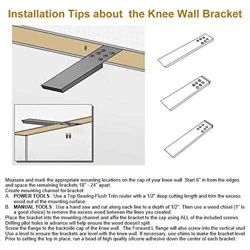 Countertop Support Bracket 4 Pack 14" Lx 2.5" W Hidden Black Knee Wall Support Countertop Bracket 3/8" Thick Heavy Duty for Quartz/Granite/Wood/Concret Countertops Screws Included