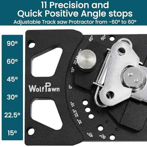 Adjustable Angle Track Saw Square with -60¡Æ to 60¡Æ Quick Positive Angle Stop,Guide Rail,Protractor,90 Degree Right Rail Guide Compatible with Festool and Makita