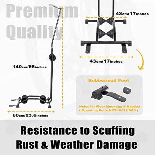 CyclingDeal Upright Bike Stand - Premium Quality Vertical & Horizontal Adjustable Bicycle Floor Parking Rack - for Storing MTB Road Bikes - up to 29¡± Wheel Size - for Fat Bike - 1 Bike