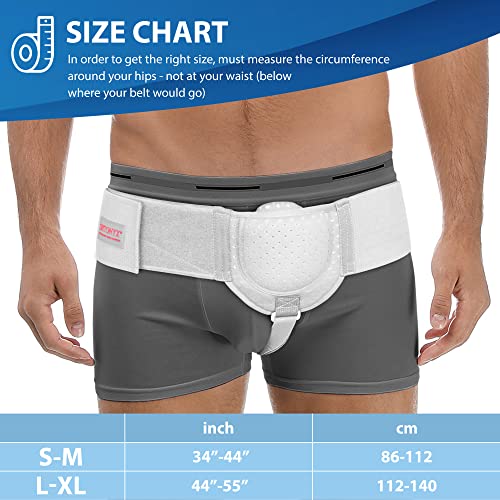 ORTONYX Inguinal Hernia Belt for Men and Women with Removable Compression Pad and Adjustable Waist Strap, Hernia Support Truss for Inguinal, Incisional Hernias, Left/Right Side - White S/M