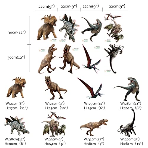 Runtoo Dinosaur Wall Stickers Adventure 3D Wall Decals for Boys Room Baby Nursery Playroom Bedroom Wall Decor