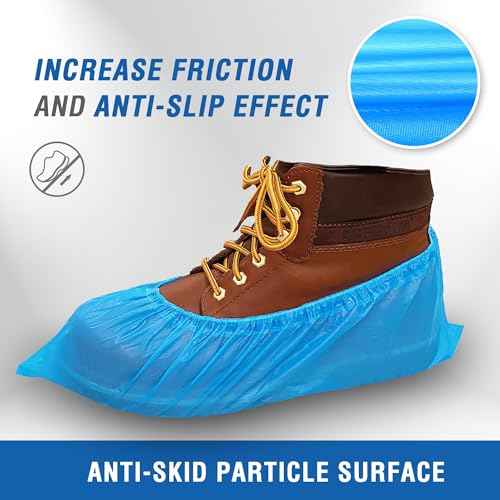 ProtectX Disposable Shoe & Boot Covers, XL Extra Large, 200-pack (100 pairs), Waterproof, Slip Resistant, Durable CPE plastic, Fits up to Men¡¯s 14 US Size and All Women¡¯s US Size Shoes