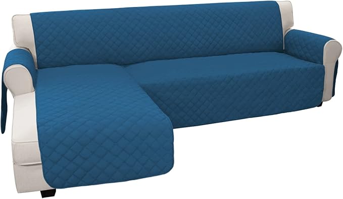 Easy-Going Sofa Slipcover L Shape Sofa Cover Sectional Couch Cover Furniture Protector Mat for Pets Dog Cat (Large,Peacock Blue/Peacock Blue)