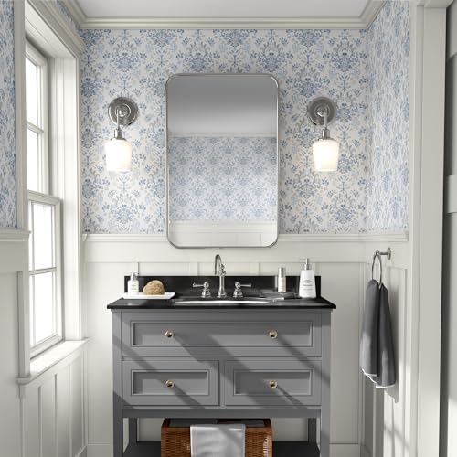 Wallpaper Peel and Stick Wallpaper for Home Decoration Kitchen Blue Wild Flower Removable Vinyl Self Adhesive Shelf Paper & Drawer Liner Roll House, Workshop & Office 17.3" x 118" TH8098-3