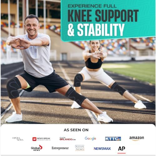 Modvel 2 Pack Knee Brace for Women & Men - Workout Knees Compression Sleeve for Knee Pain Relief Joint Support for ACL, Arthritis, Meniscus Tear Knees Brace for Sports, Rodilleras para Gym Fitness