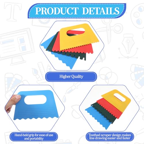 8 Pcs Plastic Texture Scrapers, Texture Painting Tools Pattern Scrapers Plastic Paint Scraper Tool Textured Art Tools DIY Graffiti Oil Painting and Drawing Play for Textures Arts on Canvas
