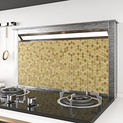 WESTICK Textured Gold Contact Paper Peel and Stick Countertops Waterproof Gold Vinyl Wallpaper Metallic Refrigerator Wrap Removable Copper Wall Paper for Appliance Cabinets Fridege 15.8" x 80"