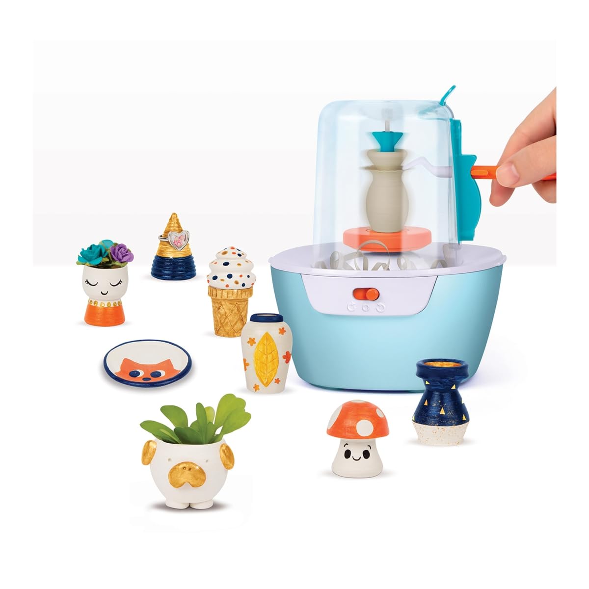 Make It Real Mini Pottery Studio - 26-Piece DIY Pottery Kit with Mess-Free Air Dry Clay - Create 10 Miniature Projects, Beginner to Master Levels - Innovative Centering Tool - Great for Kids Ages 8
