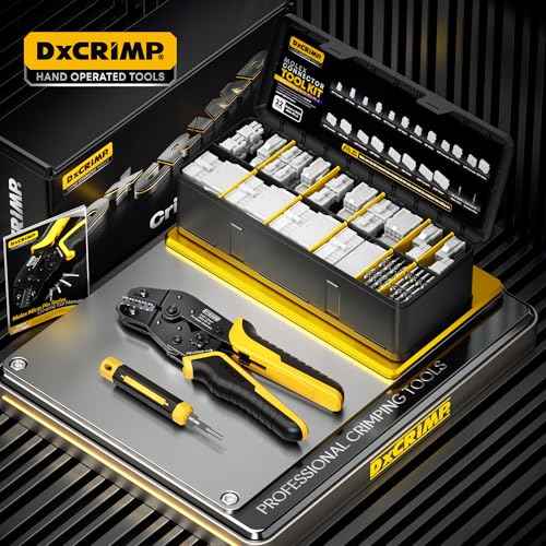 Crimp Tool Mini-Fit Jr Kit,with 22 Types 2-20 Pin Molex 4.2mm Connector,Wire Gauge 18-26 AWG w/Remove Tool,Crimping Tool (30-16 AWG) Compatible JST, KF2510, AMP, Dupont,RC Servos,Futaba.
