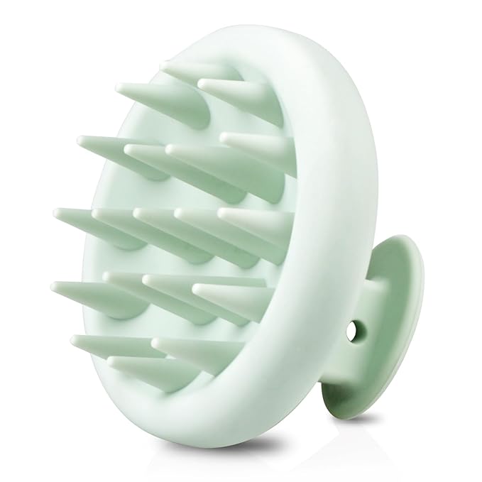 Silicone Scalp Massager Shampoo Brush, Shower Scalp Scrubber with Soft Bristles, for Hair Growth & Dandruff Treatment, Wet Dry Hair Massager for All Hair Types of Women (Light Green)