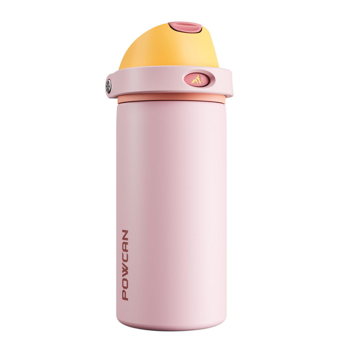 POWCAN 18 oz Insulated Water Bottle with Straw: 2-in-1 Push-Button Spout & Quick-Flip Straw, Leakproof, Cold 24Hrs, Fits Car Cup Holder, Stainless Sports Bottle for Gym, Travel Gift (Peach Store)