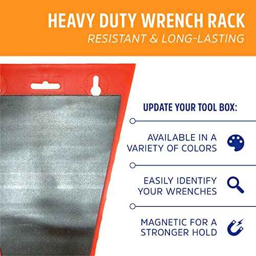 Protoco 4061 Reverse Wrench Rack, 15 Piece, Magnetic, Tool Organizer for Tool Box, Tool Cart or Wall Mounted, Orange