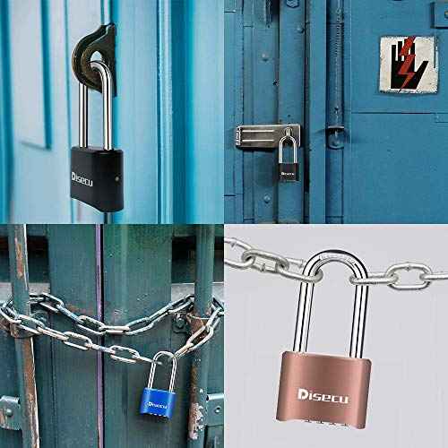 2 Pack disecu Heavy Duty 4 Digit Combination Lock, 2.5 Inch Long Shackle Outdoor Waterproof Padlock for School Gym Locker, Storage Unit, Fence, Gate, Toolbox (Black)