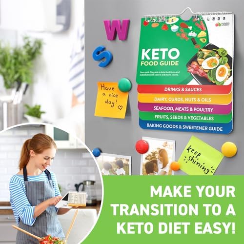 Keto Cheat Sheets Magnets Booklet - Keto Cookbook Meal Plan - Keto Diet Book for Beginners Over 60 - Keto Food Book Magnetic Chart - Weight Loss Low Carb Ketogenic Diet - Keto Food List Charts