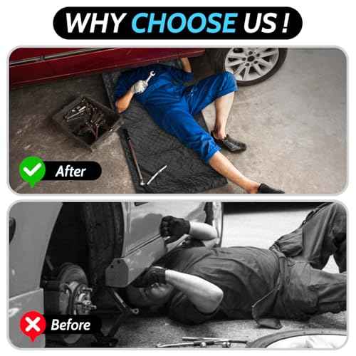 60''x28'' Foldable Car Repair Pad, Black Automotive Maintenance Mat, for Low Clearance, Special Roads, Long-Distance Trucks, Mechanics Pad, Automotive Repair Mat