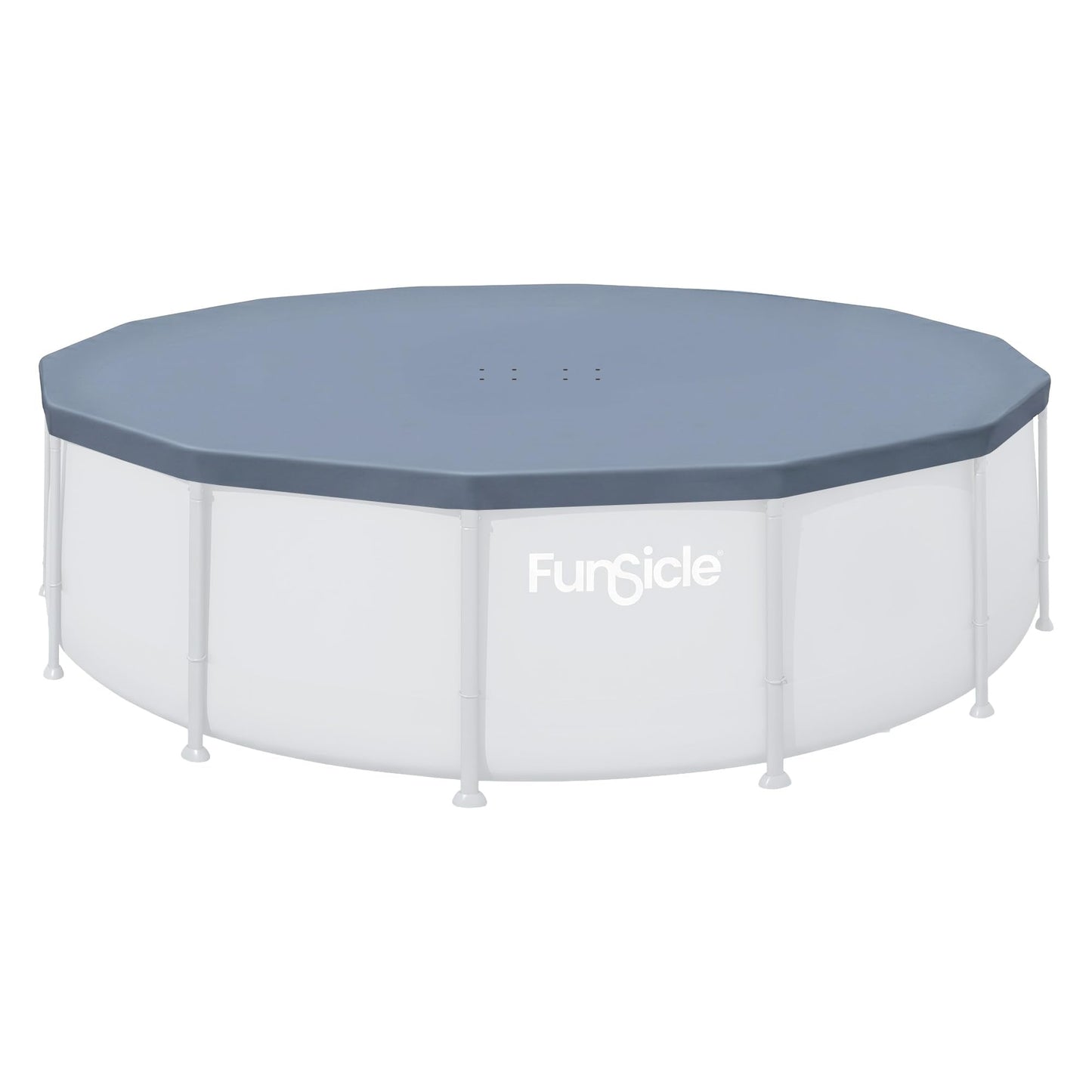 Funsicle 14 Foot Durable Round Pool Cover with Adjustable Drawstring for Oasis, Activity, Quickset and Above Ground Outdoor Swimming Pool, Gray