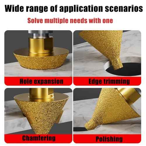 Brocas para cerami catile cutter Diamond bevel chamfering drill bit, tile cone for enlarging hole diameter trimming, suitable for tile, granite, marble, porcelain, wood, stone, with M10 thread 4 sizes