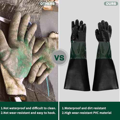 Sandblasting Gloves, 23.6" Rubber Sandblaster Gloves for Sandblast Cabinets