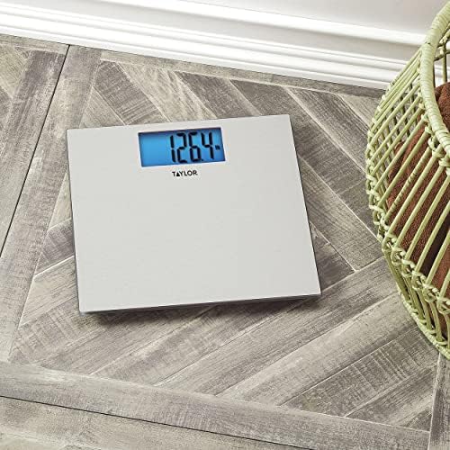 Taylor Digital Scales for Body Weight, Highly Accurate 400 LB Capacity, Unique Blue LCD, Auto on and Off Scale, 11.8 x 11.8Inches, Stainless Steel