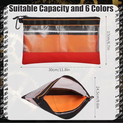 BESARME 6 Pcs 11.8" Clear Tool Pouch Tool pouch Bags Zipper tool pouch with Heavy Duty Mesh Window