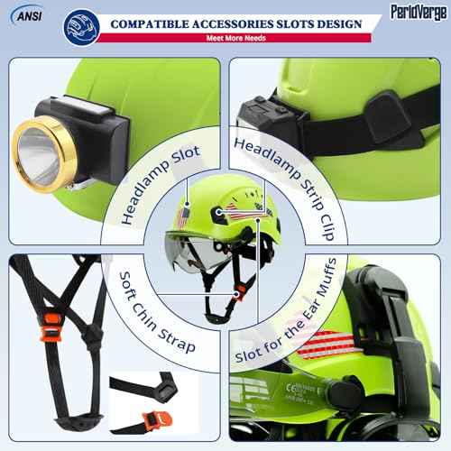 Construction Hard Hat with Visor and Hearing Protection-Green Safety Hardhat OSHA Approved with Face Shield and Visor and Ear Protection,Chainsaw/Forestry/Arborist Helmet with Chin Straps