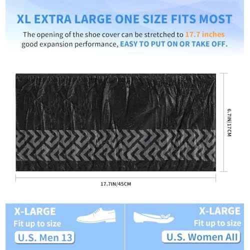 200 Pcs Disposable Shoe Covers Non-Slip X-Large, Fits Men US 9-13 / Women US 10-12, Slip-Resistant Booties, Waterproof, Elastic Band, Non-Slip Silicone Sole, Reusable, Protects Floors-Black