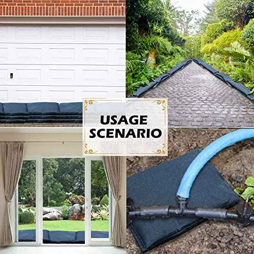 5 Pack Sandless Sand Bags Garage Water Barrier Flood Barrier Sandbags 14 x 26 Inch for Flooding Water Absorbent Mat Flood Prevention Barriers Reusable Sand Bags(Dark Green)