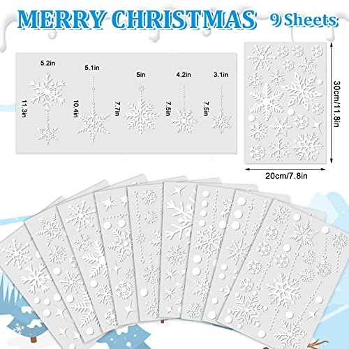 AnyDesign White Snowflake Windows Clings Christmas Window Decals 215 Pcs Winter Double-Sided Window Stickers for Xmas Winter New Year Home School Office Decoration Party Supplies, 9 Sheets