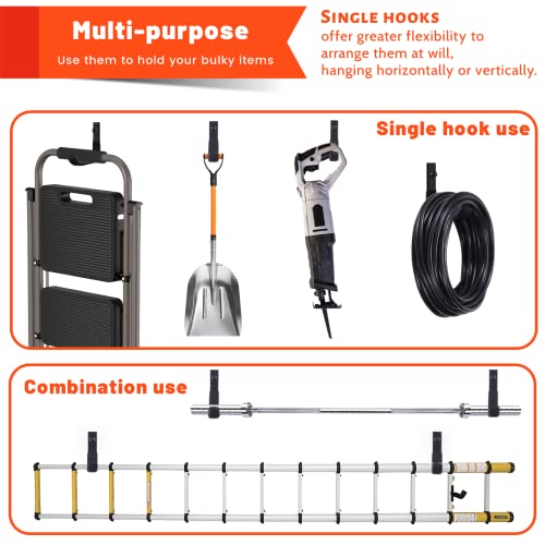 4 Pack Garage Storage Hooks, Ladder Hangers, Steel Wall Mount Hooks, Utility Hooks for Hanging Heavy Duty Shed Tools, Ropes, Garden Hoses, Shovel, Bulk Items, etc.£¨88lbs, 4Inch£©